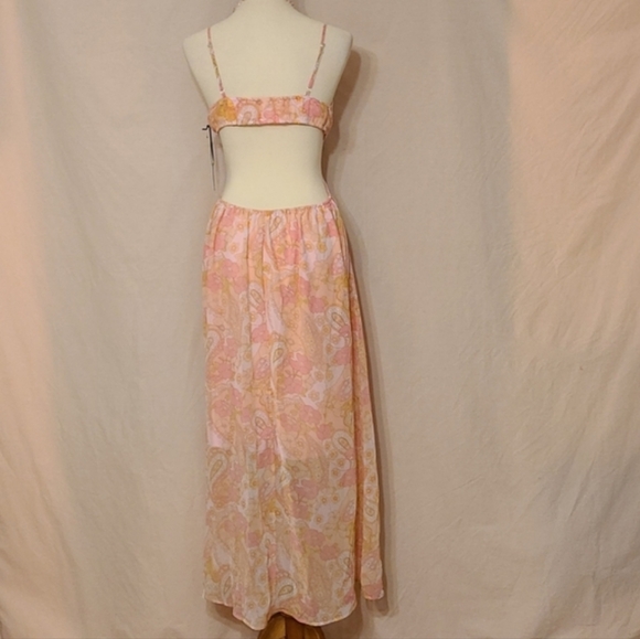 ‼️3 for $60‼️ 3rd+Malt Pink Floral Patterned Cut-out Sides Open Back Maxi Dress - Picture 4 of 12